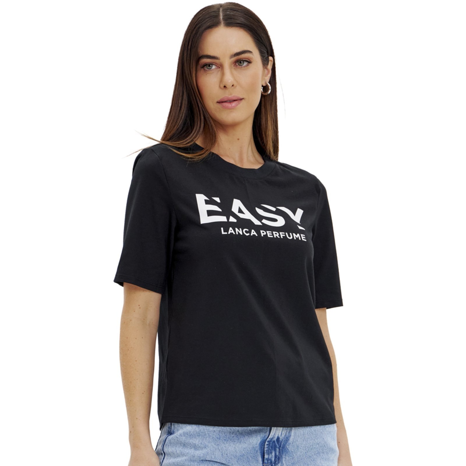 Camiseta Easy Lança Perfume Baby Look In24a Preto Feminino