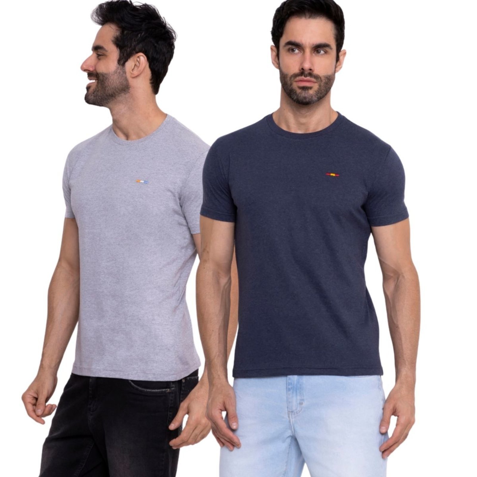 Kit 2 Camisetas Premium Cinza e Azul Marinho