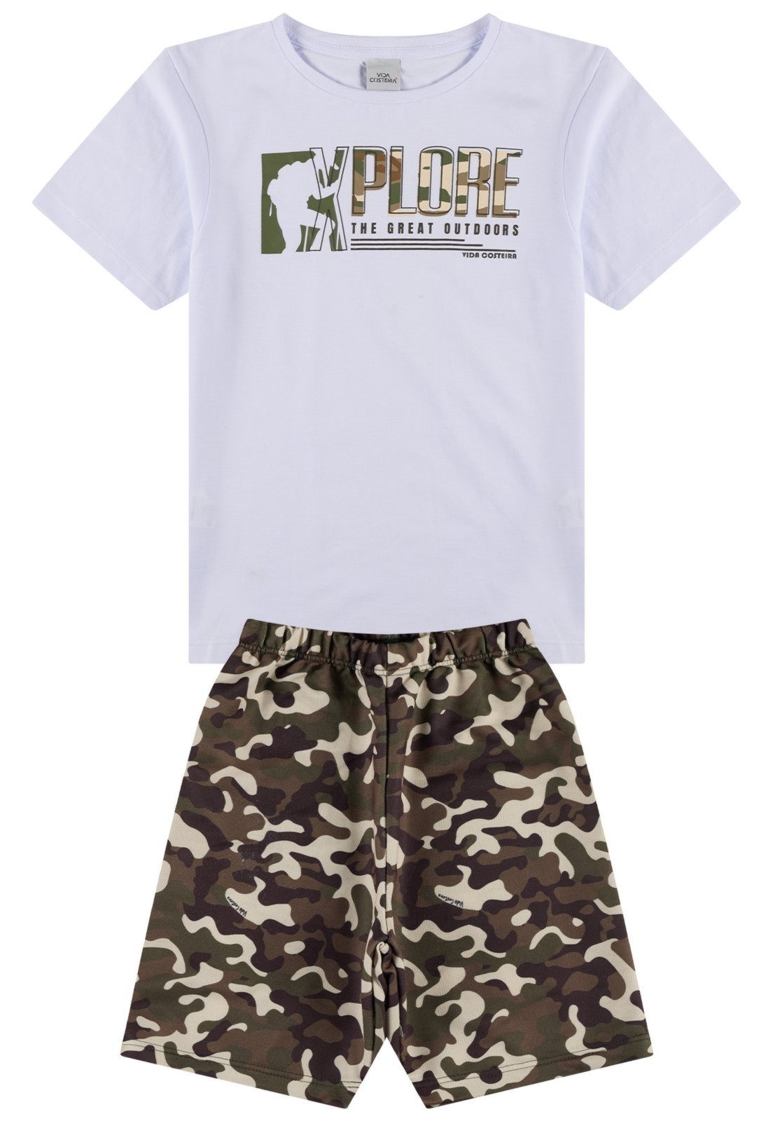 Vista 3 Infantil - Conjunto Sublimado Camuflado VIDA COSTEIRA branco VIDA COSTEIRA branco