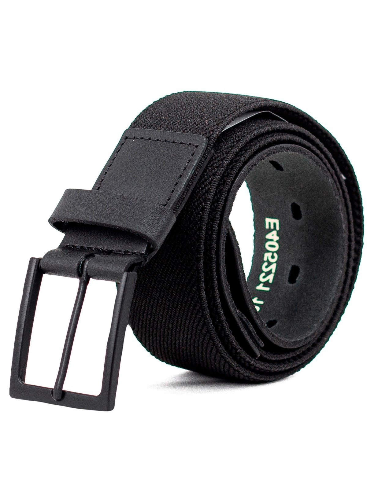 Vista 2 Cinto Masculino Fasolo Elástico Casual Largo Couro Legítimo Confortável Fivela Preta preto Fasolo preto