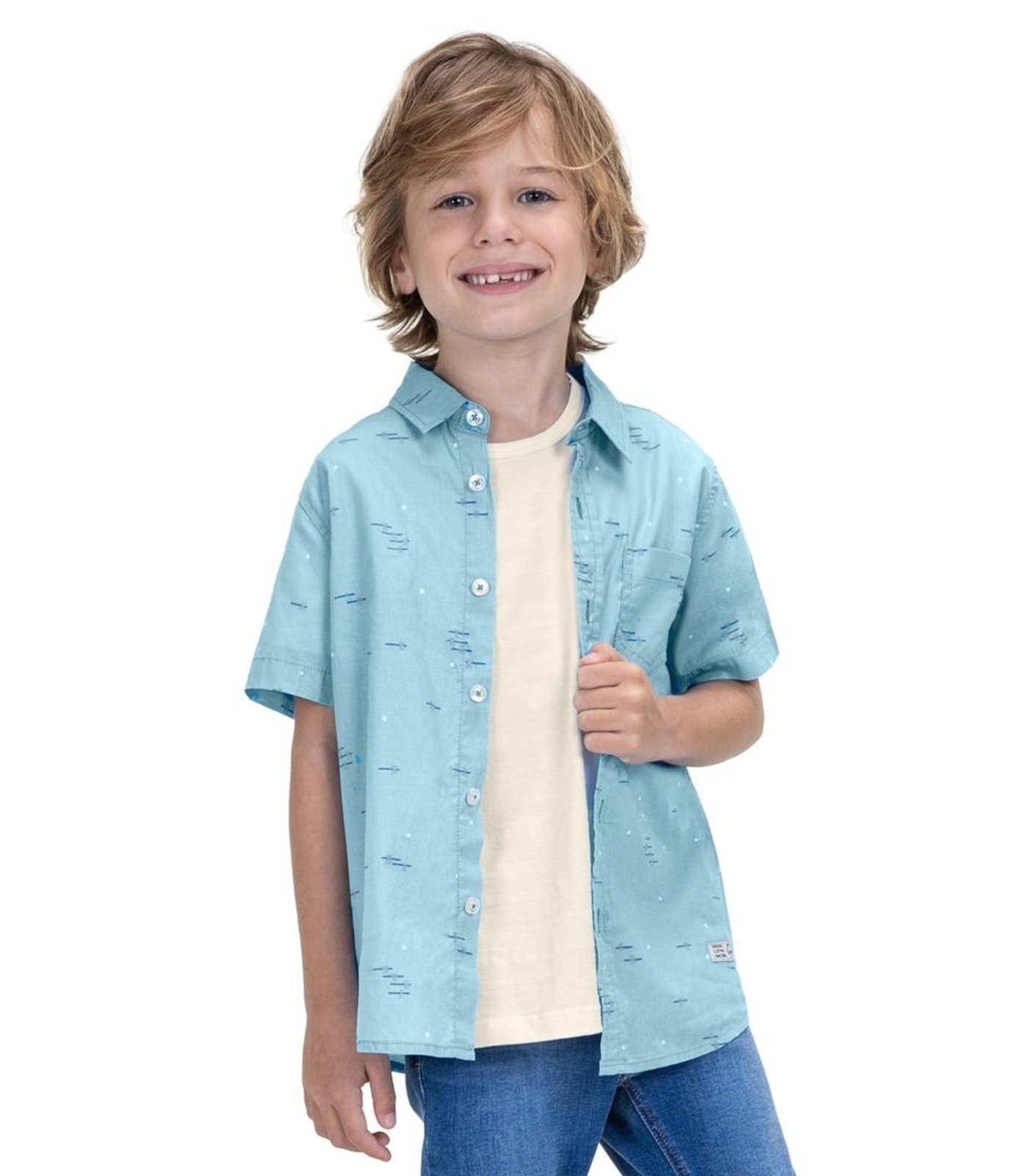 Infantil - Camisa Masculina Estampada Trick Nick Azul