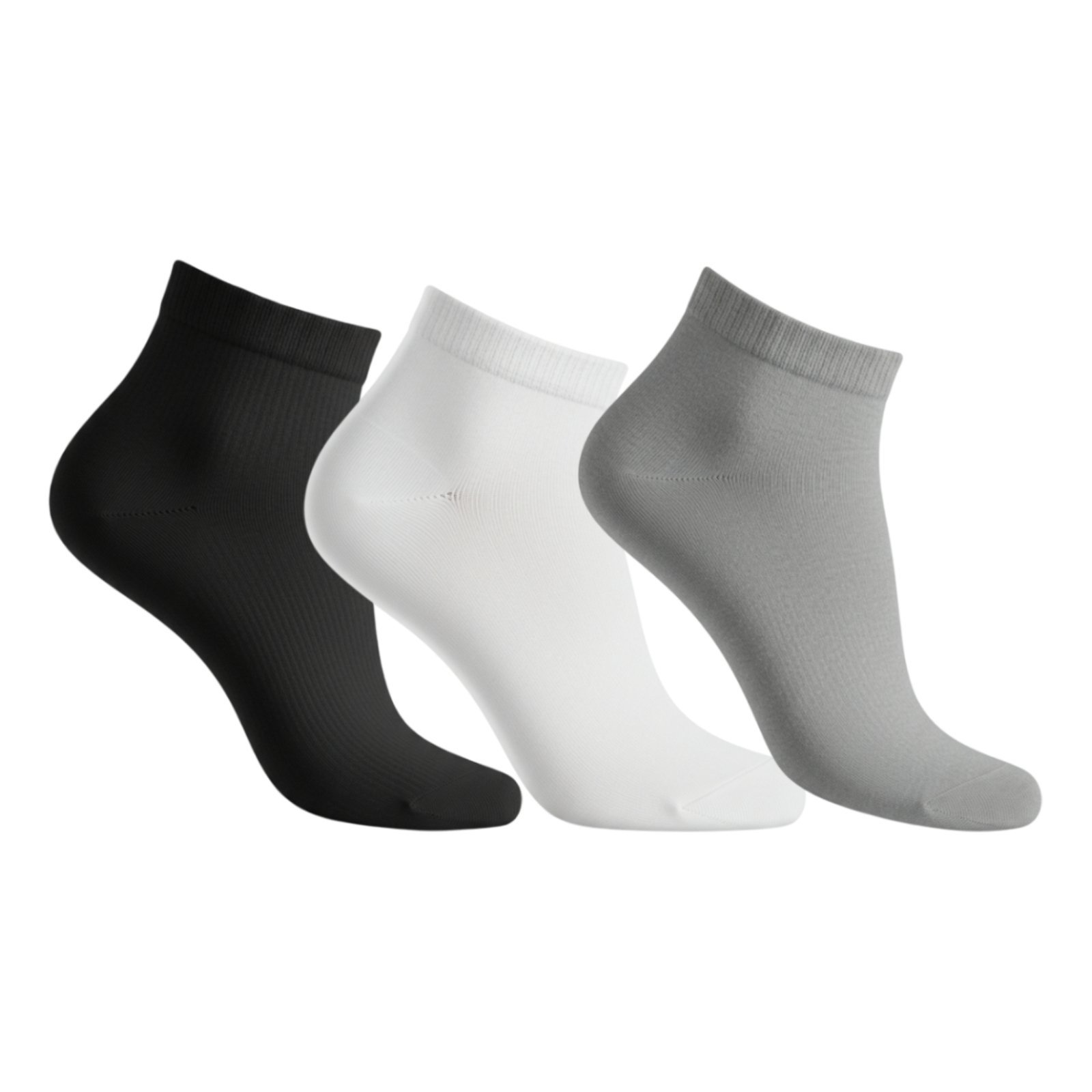 Kit 3 Pares Meias de Algodão Classic Cano Curto Unissex Sortida