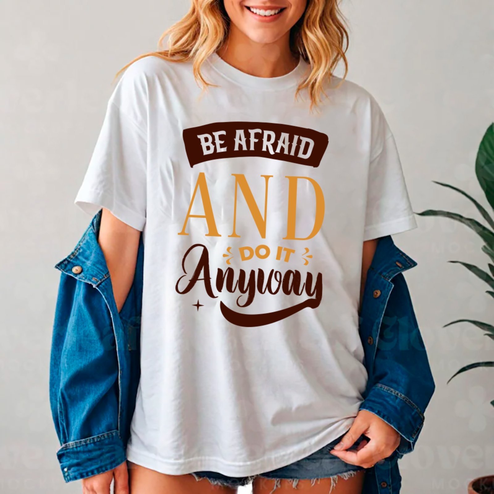 Camiseta Ousy Be Afraid And Do It Anyway Oversized Unissex Branco