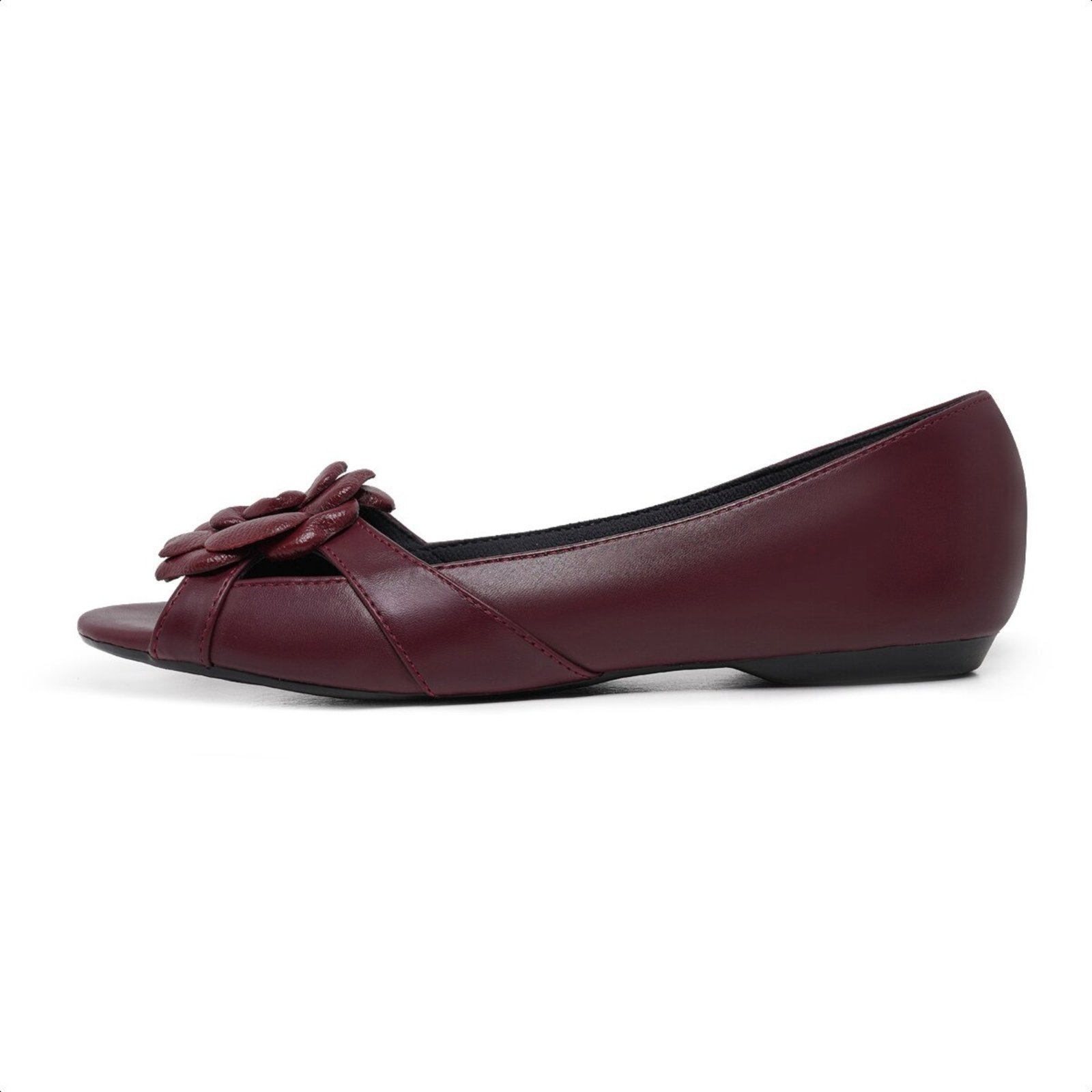 Sapatilha PeepToe LeRUCHEL Flor Marsala