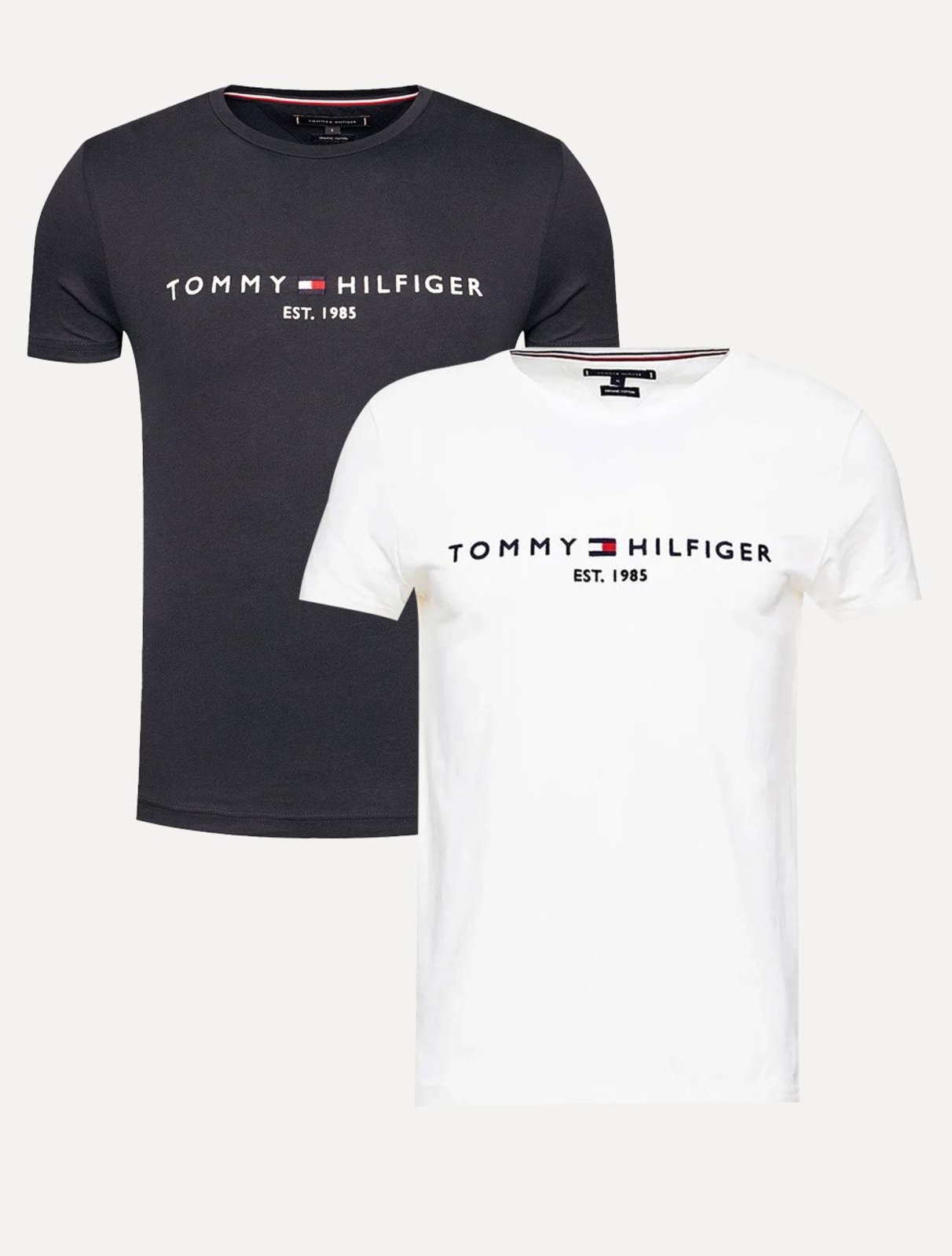 Kit Camisetas Tommy Hilfiger | Masculina Core Logo Tee Azul Marinho/Branca