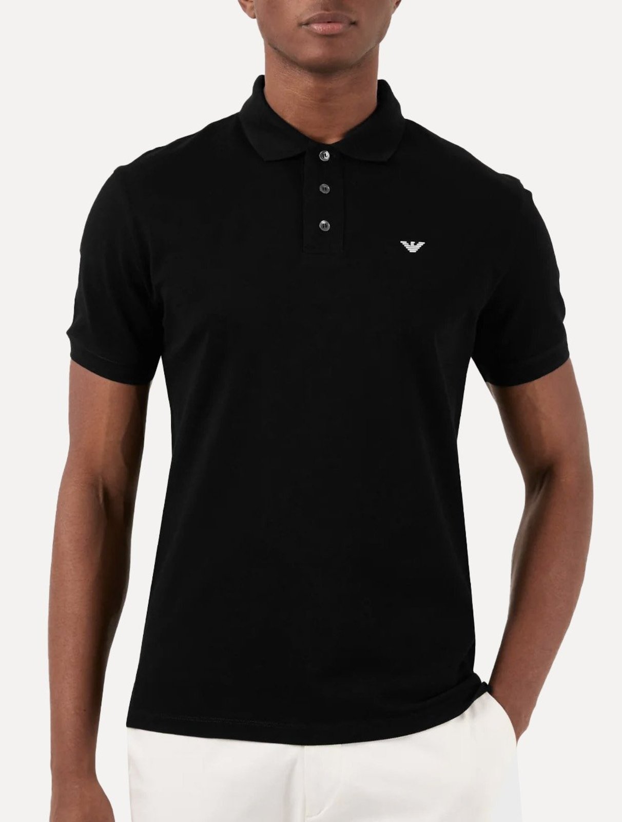 Polo Empório Armani Masculina Piquet Essential Micro Águia Preto