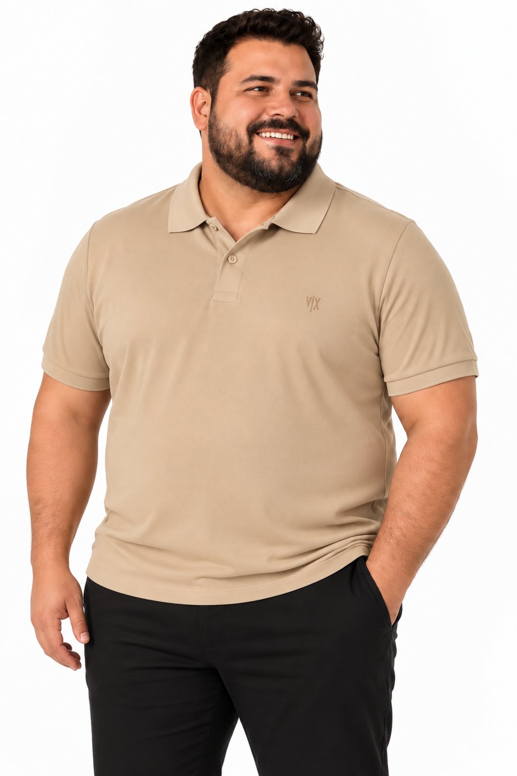 Camisa Polo D Bell Outlet Fashion Masculina Plus Size Bege