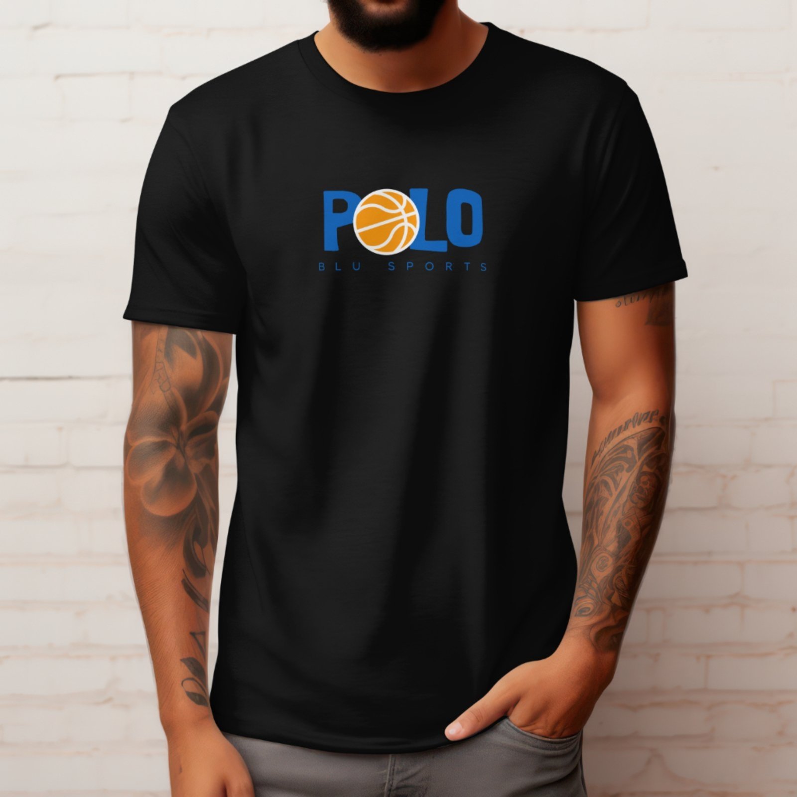 Camiseta Masculina Polo Blu Basquete em Algodão Preta do P ao G1