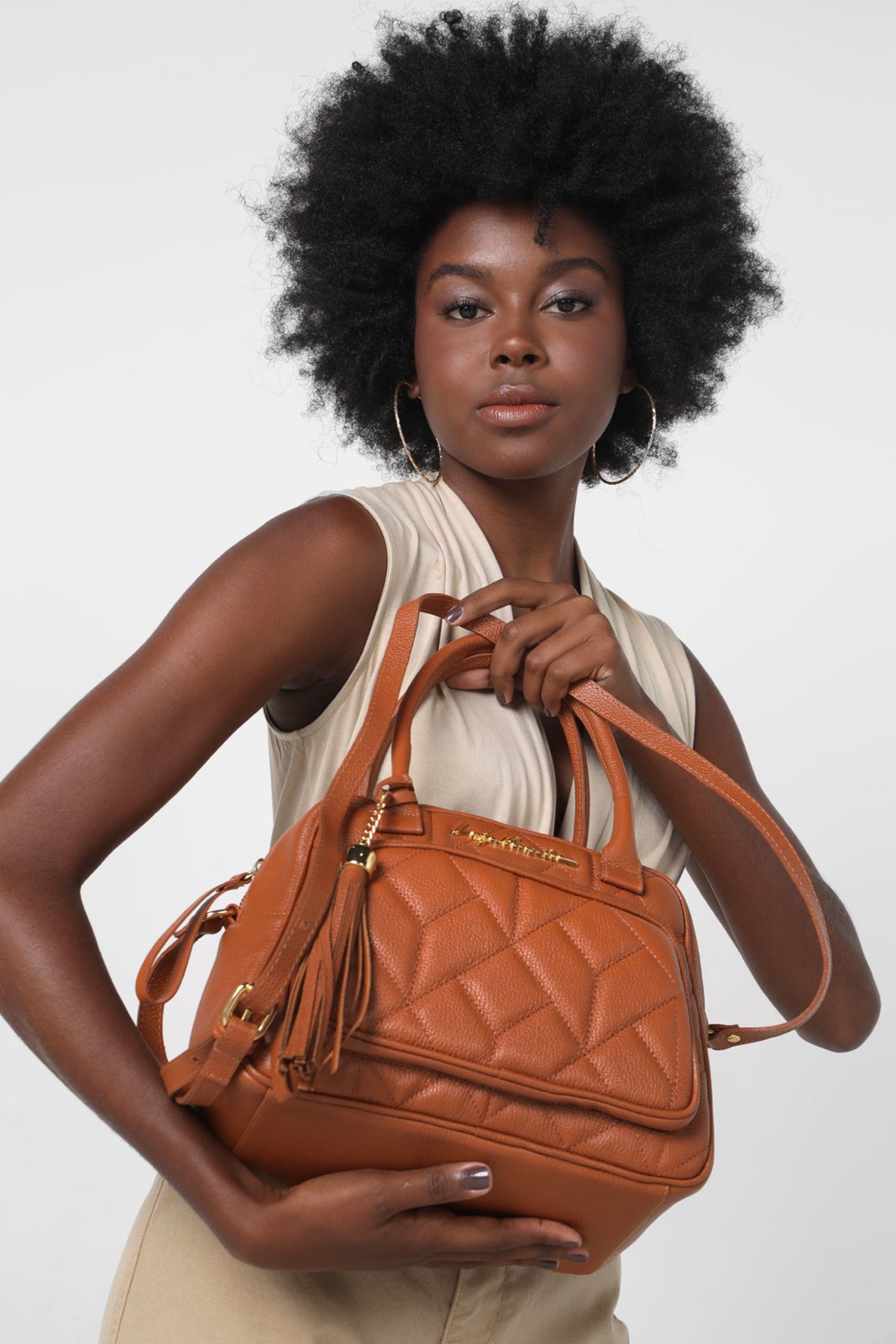 Bolsa Luiza Barcelos Matelassê Caramelo