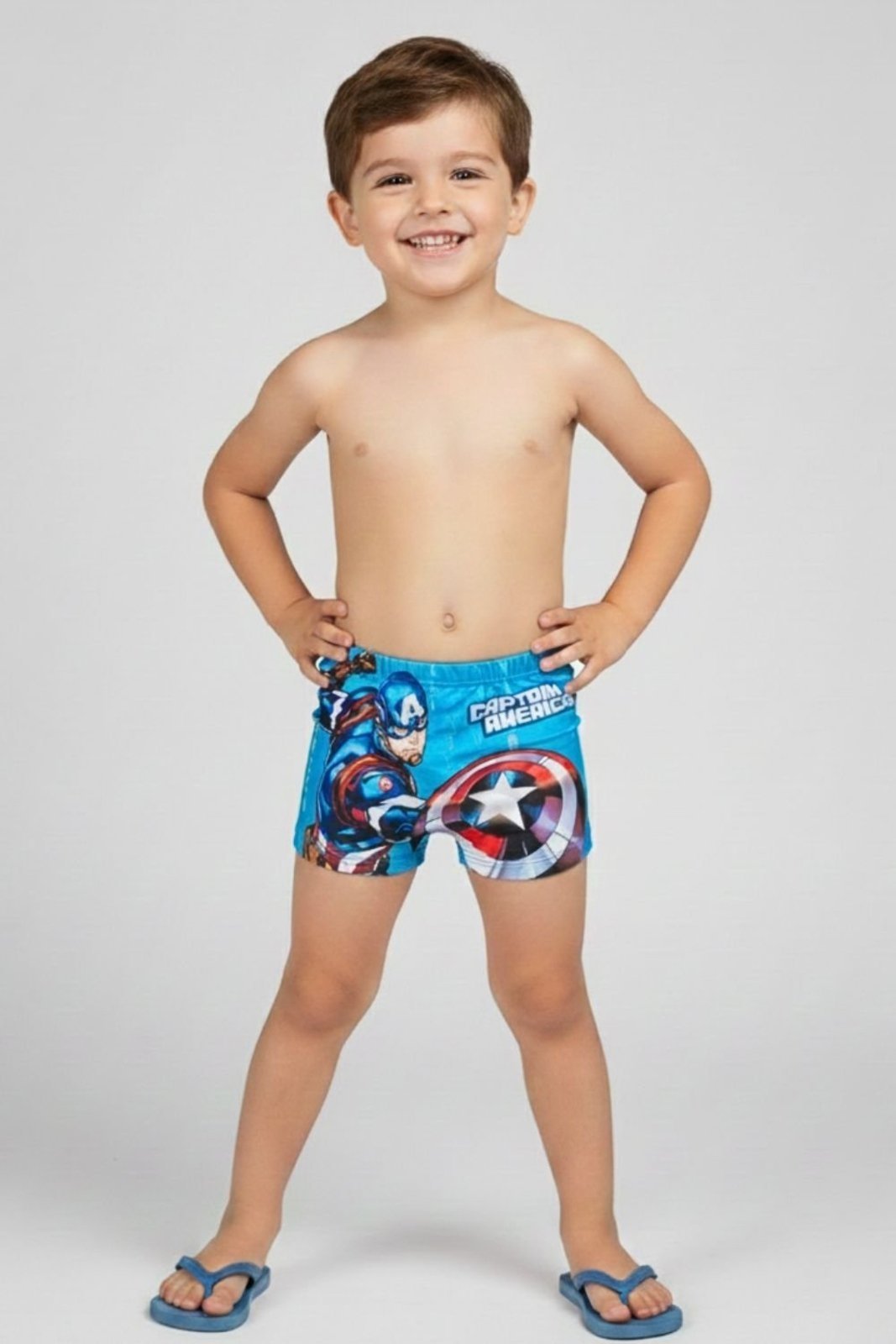 Vista 2 Sunga Disney Masculina Capitão America Marvel azul Marvel azul