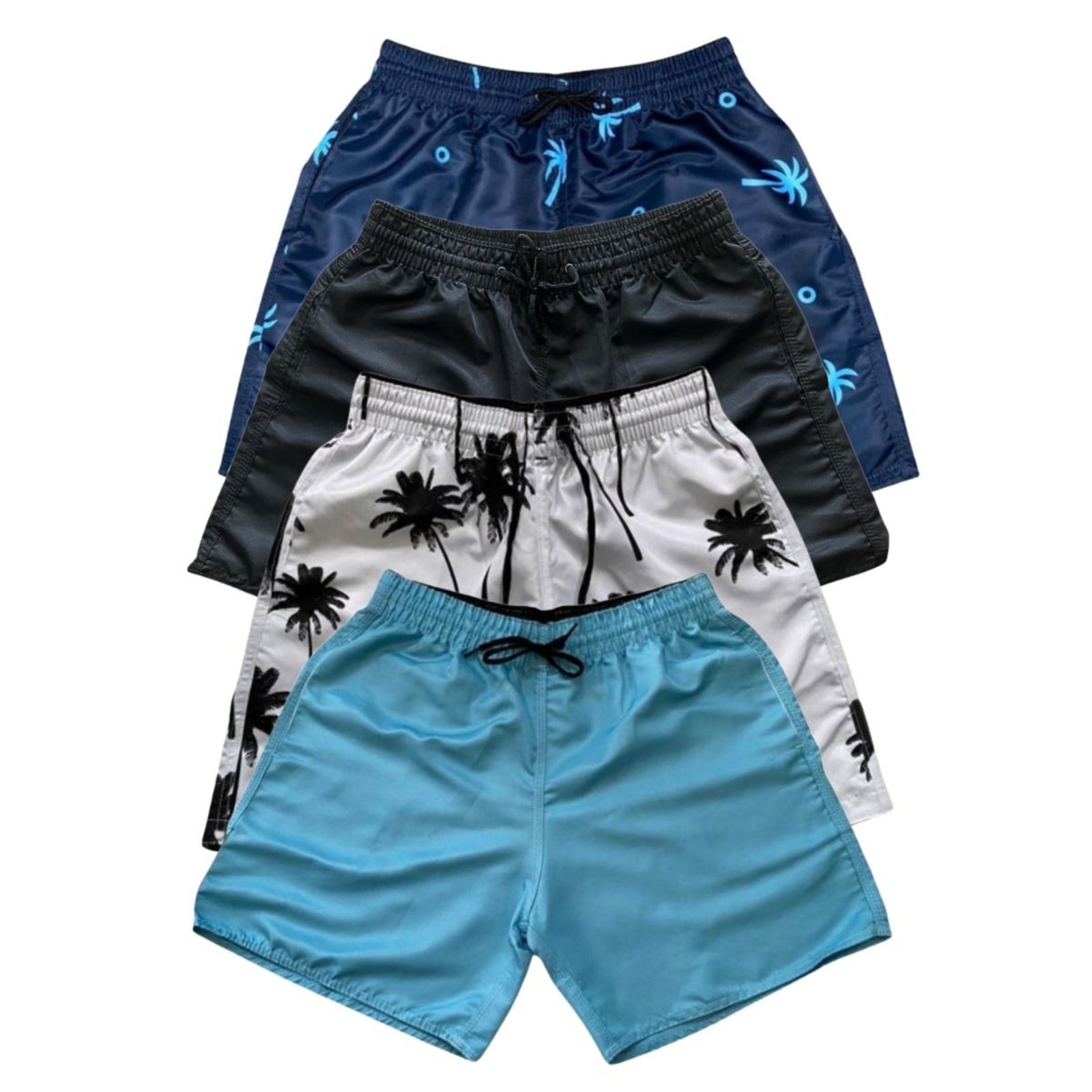 Kit 4 Bermudas Tactel Moda Praia Masculina Com Bolsos15