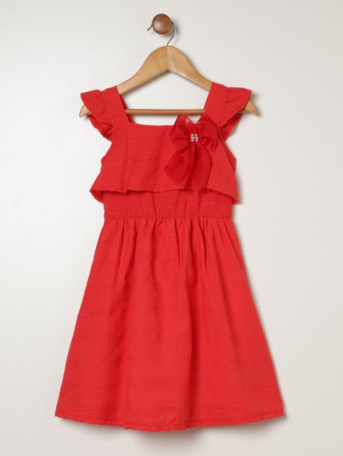 Vestido Plano Para Menina - VERMELHO