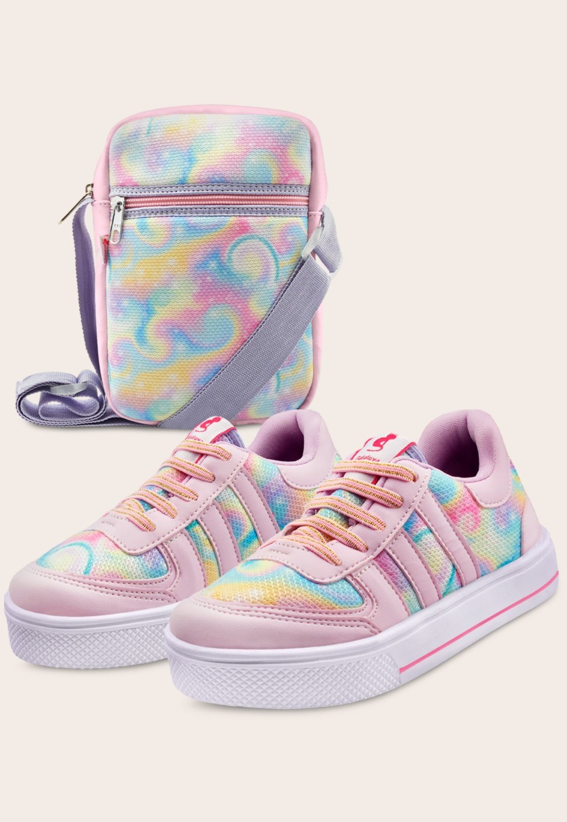 Infantil – Kit Tênis Menina Com Bolsa Feminino Calce Fácil Colorido Mzkid