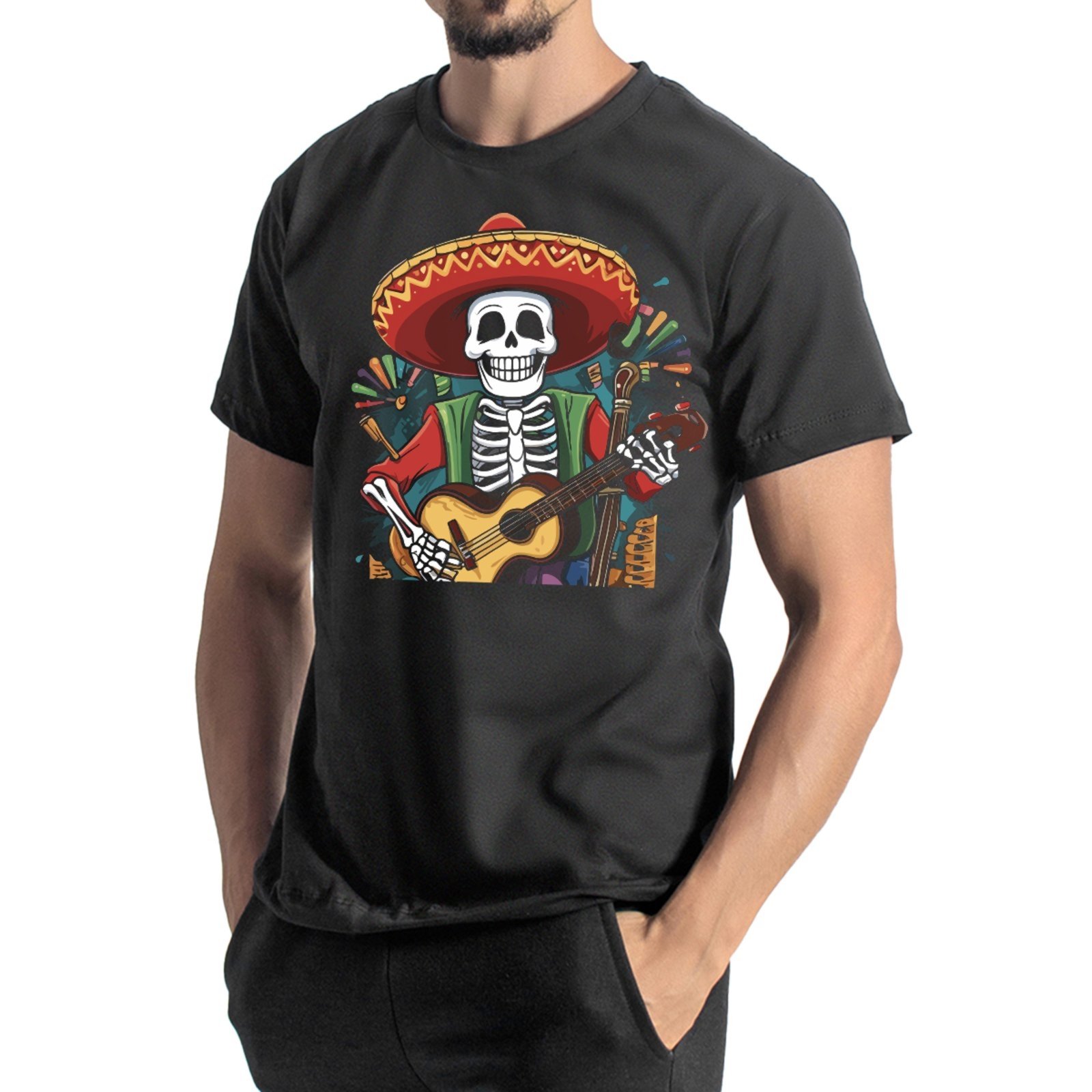 Camisa Masculina Algodão Camiseta Estampada Casual Arte Mexico