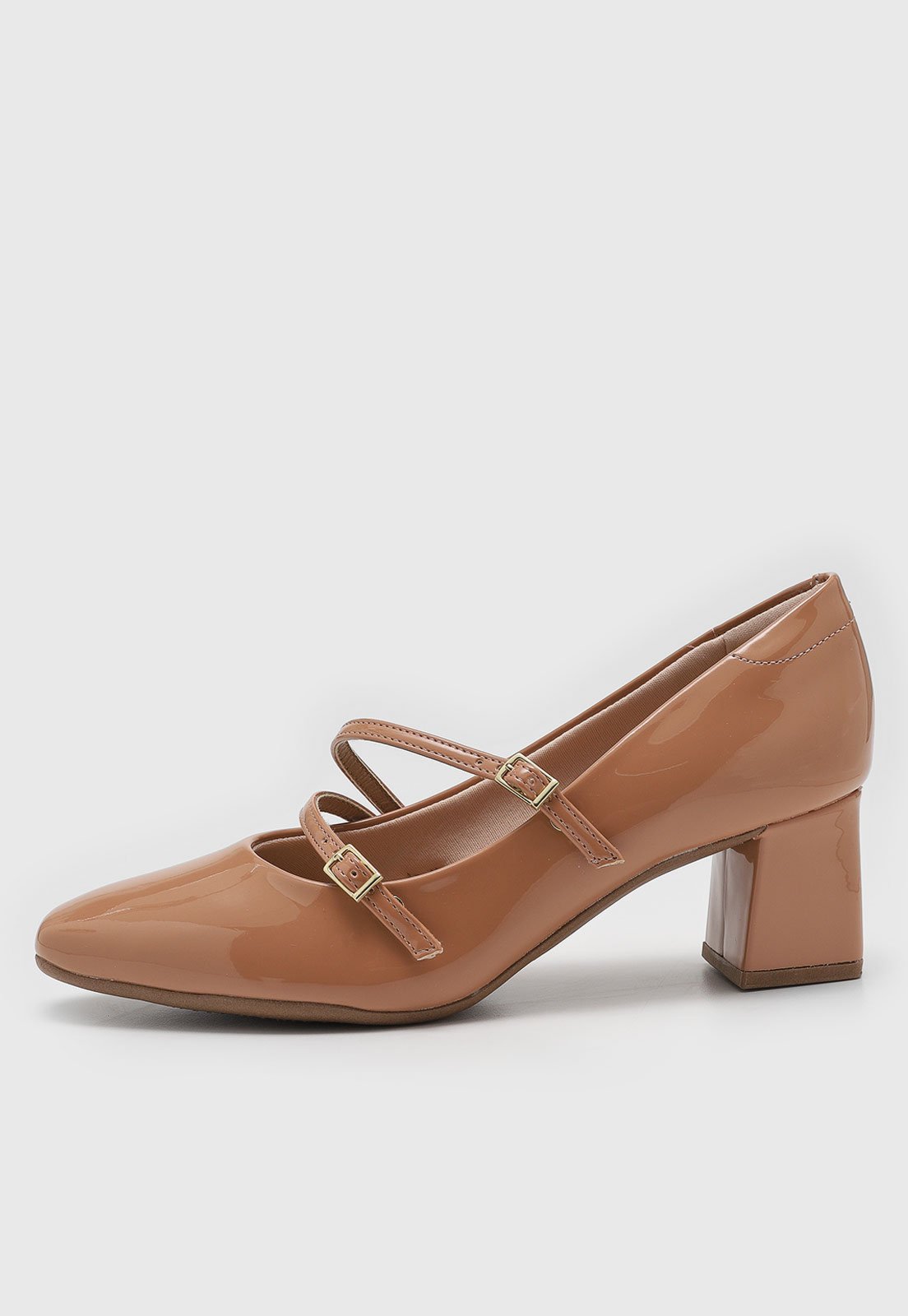 Scarpin Feminino Beira Rio Salto Baixo Bico Quadrado Nude