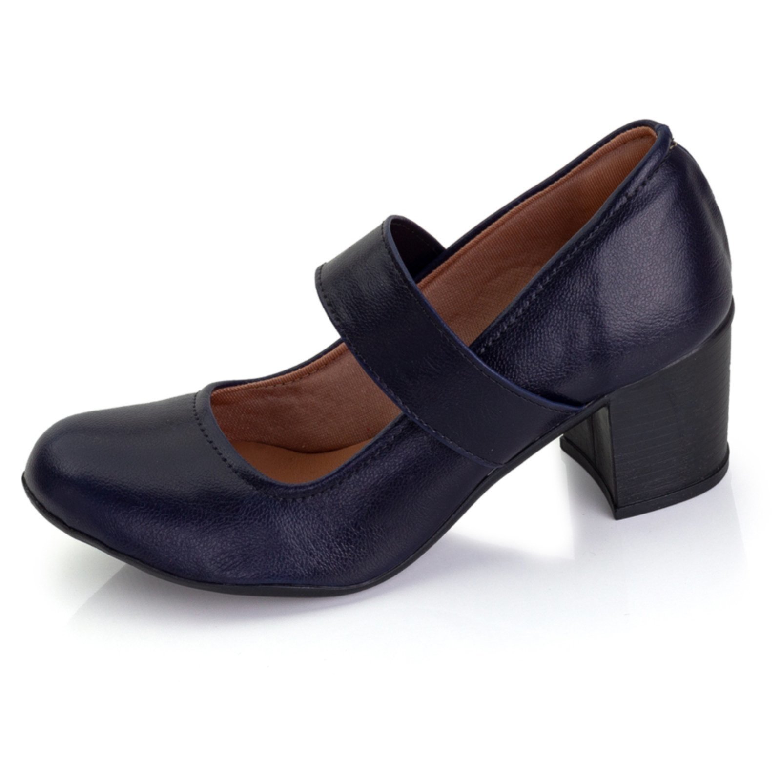 Vista 3 Sapato Scarpin Boneca Salto Médio Grosso Marinho PariShoes azul PariShoes azul