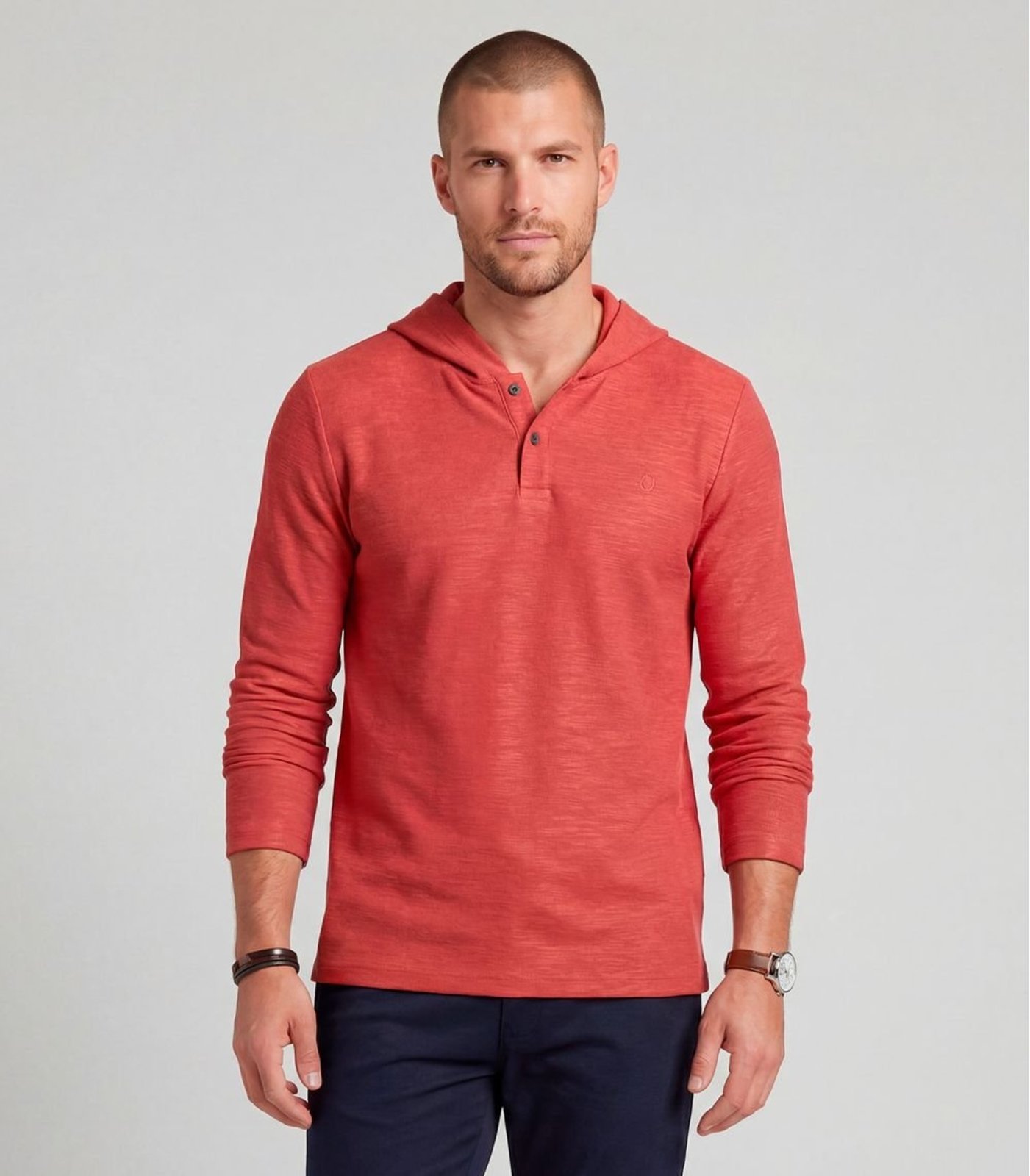 Camiseta Manga Longa Masculino Com Capuz Diametro Marrom