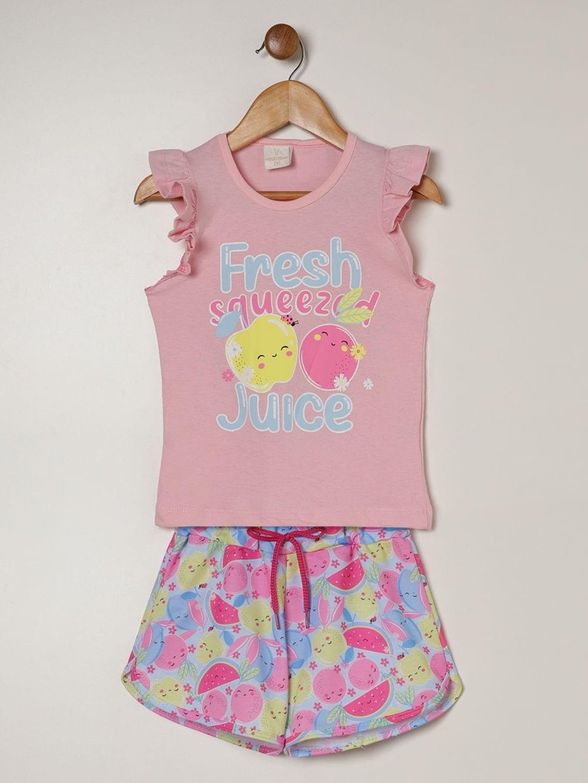 Infantil - Conjunto Curto Moletinho Para Menina- ROSA