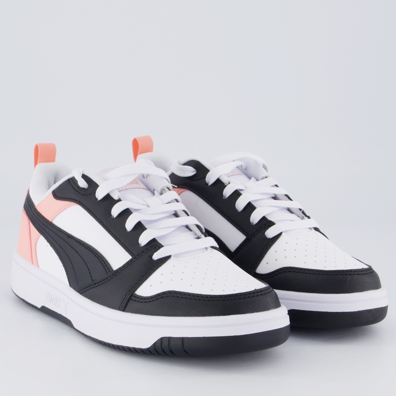 Vista 3 Tênis Puma Rebound V6 Feminino Preto e Rosa branco rosa Puma branco rosa