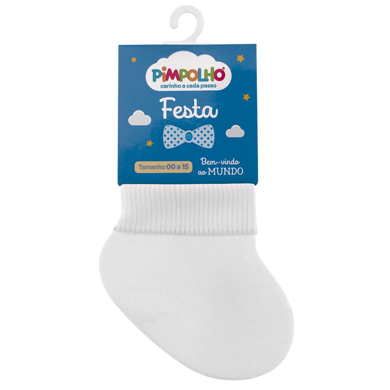 Vista 2 MEIA FESTA PIMPOLHO MASCULINA BRANCA 00 AO 15 BB2 branco BB2 branco
