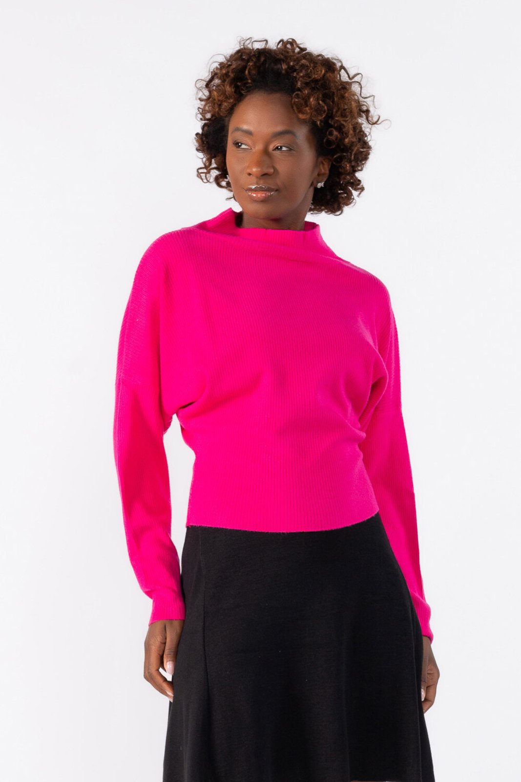 Blusa Lamis gola alta manga morcego Rosa