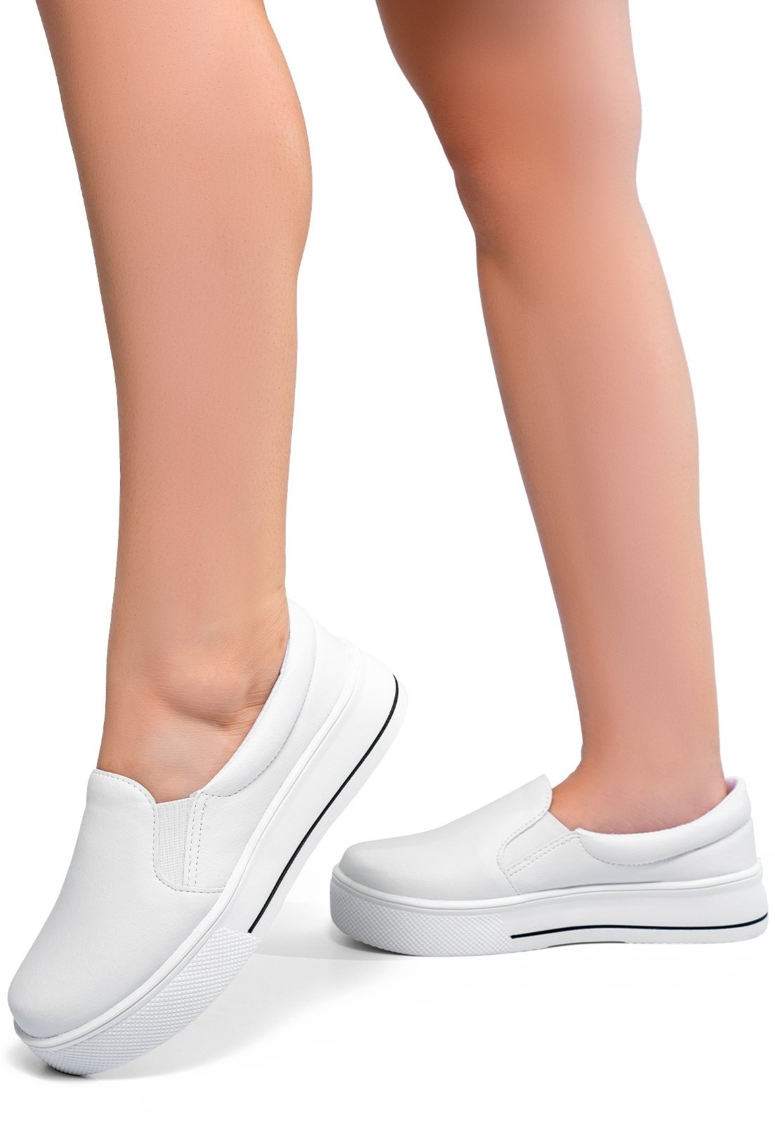Vista 3 Tênis Feminino Lumiss Slip On Confortável Calce Fácil Sintético branco LUMISS branco