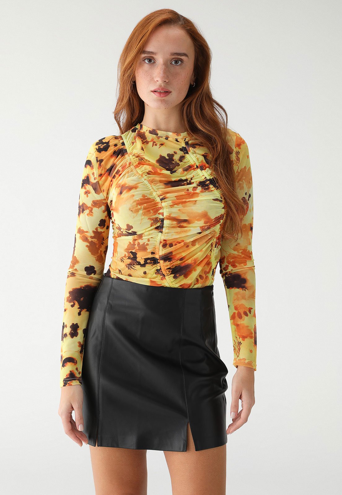 Blusa TOPSHOP Ajustada Recorte Amarela