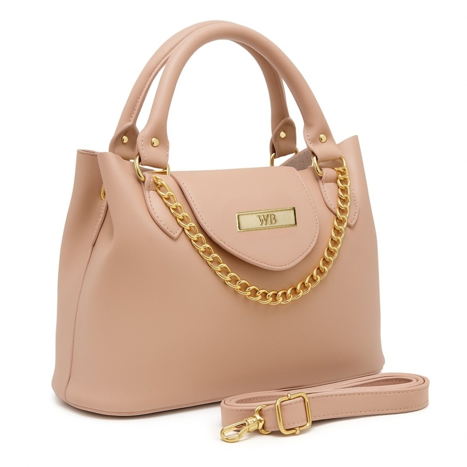 Bolsa Tiracolo Feminina Willibags Detalhe Corrente + Alça Transversal – Nude