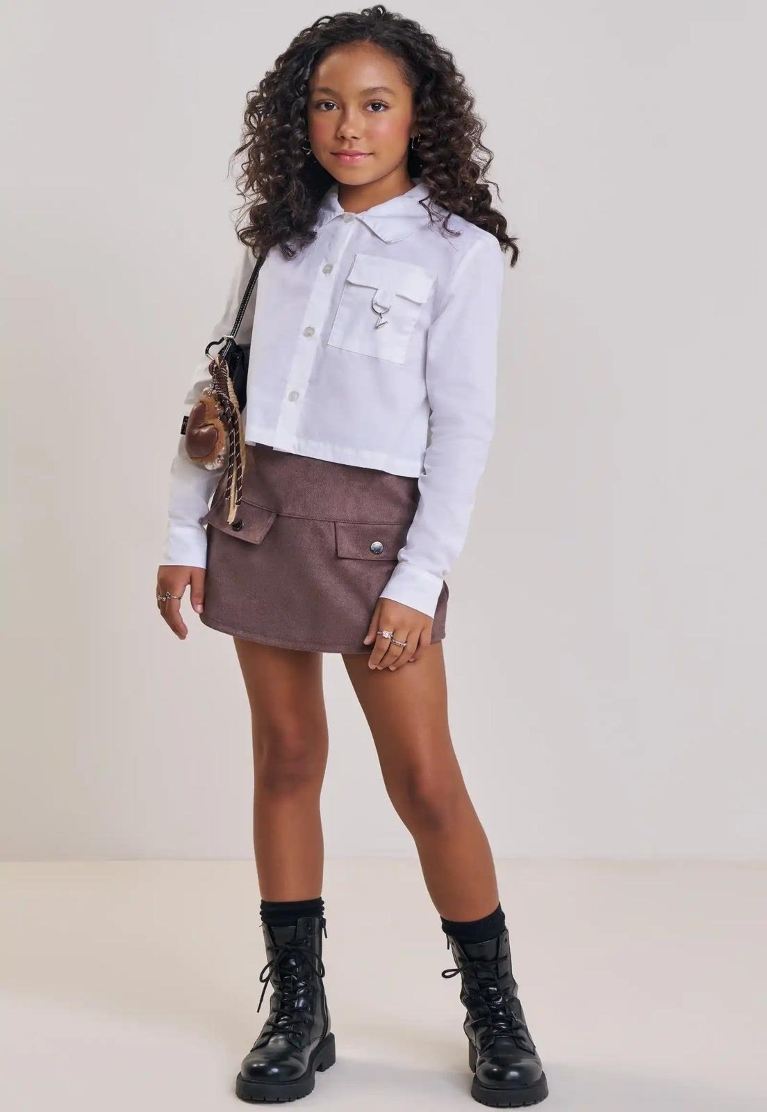 Infantil - Camisa Cropped Branca Menina Vic Vicky 14 Branco