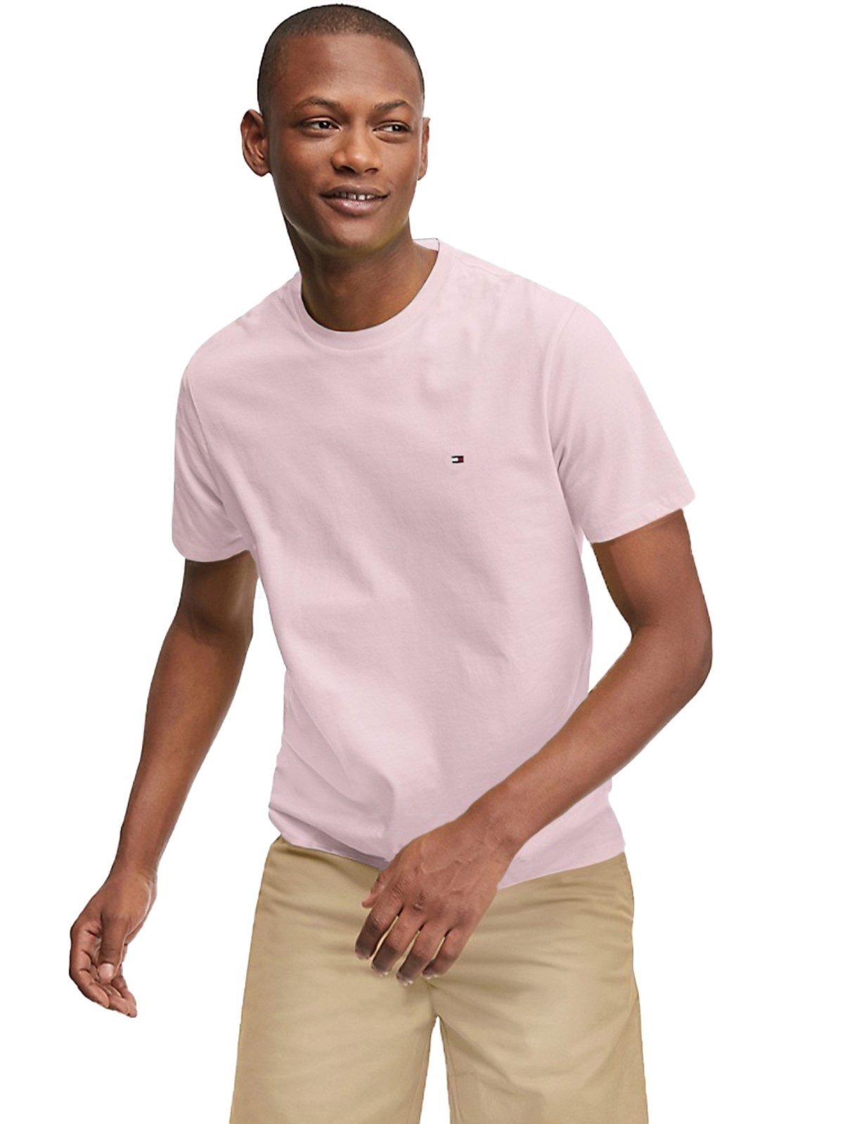 Camiseta Tommy Hilfiger Masculina Essential Cotton Icon Rosa Claro