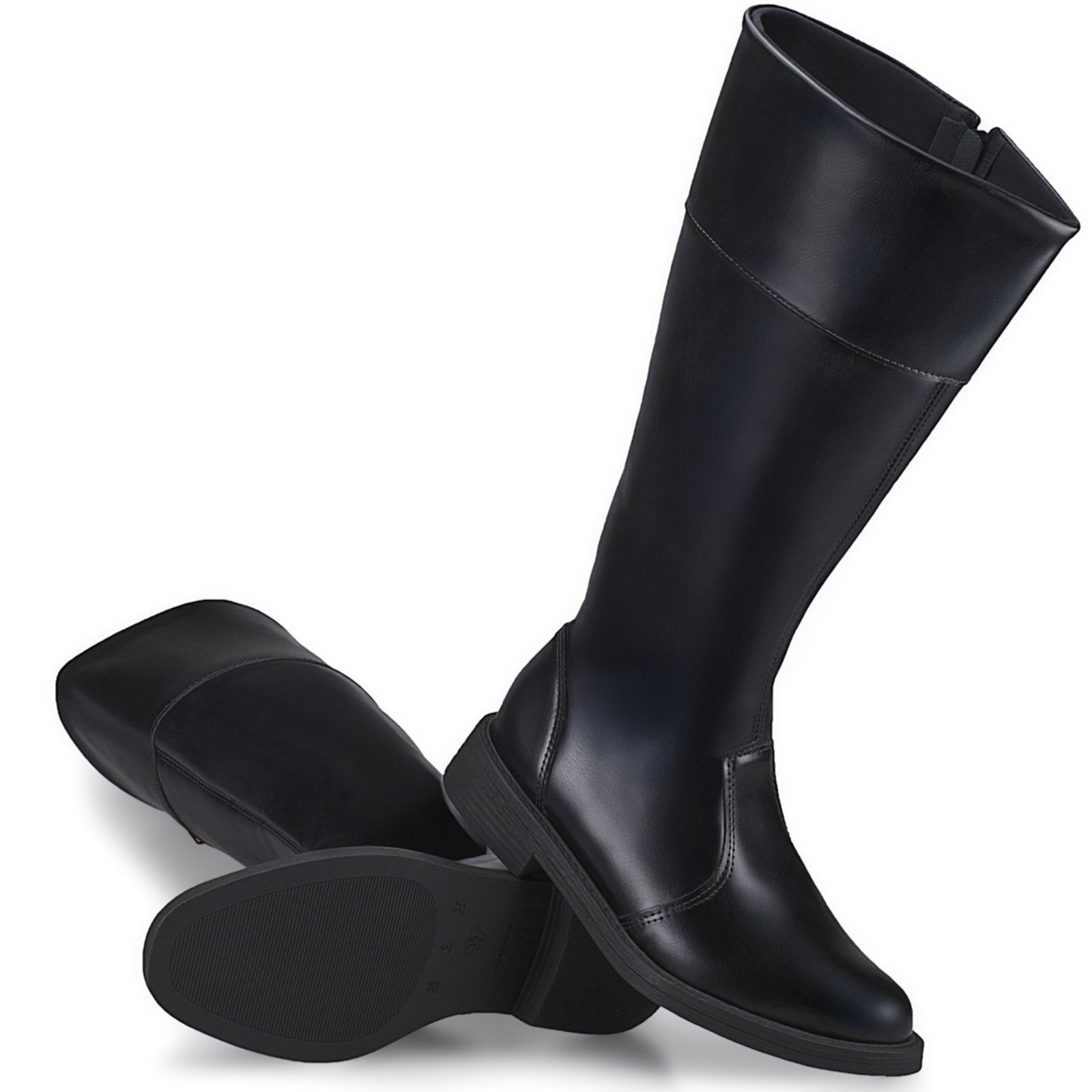 Vista 3 Bota Feminina Cano Alto Salto Baixo Bloco Conforto Elegante Montaria 831 LÓRIS SHOES preto LÓRIS SHOES preto