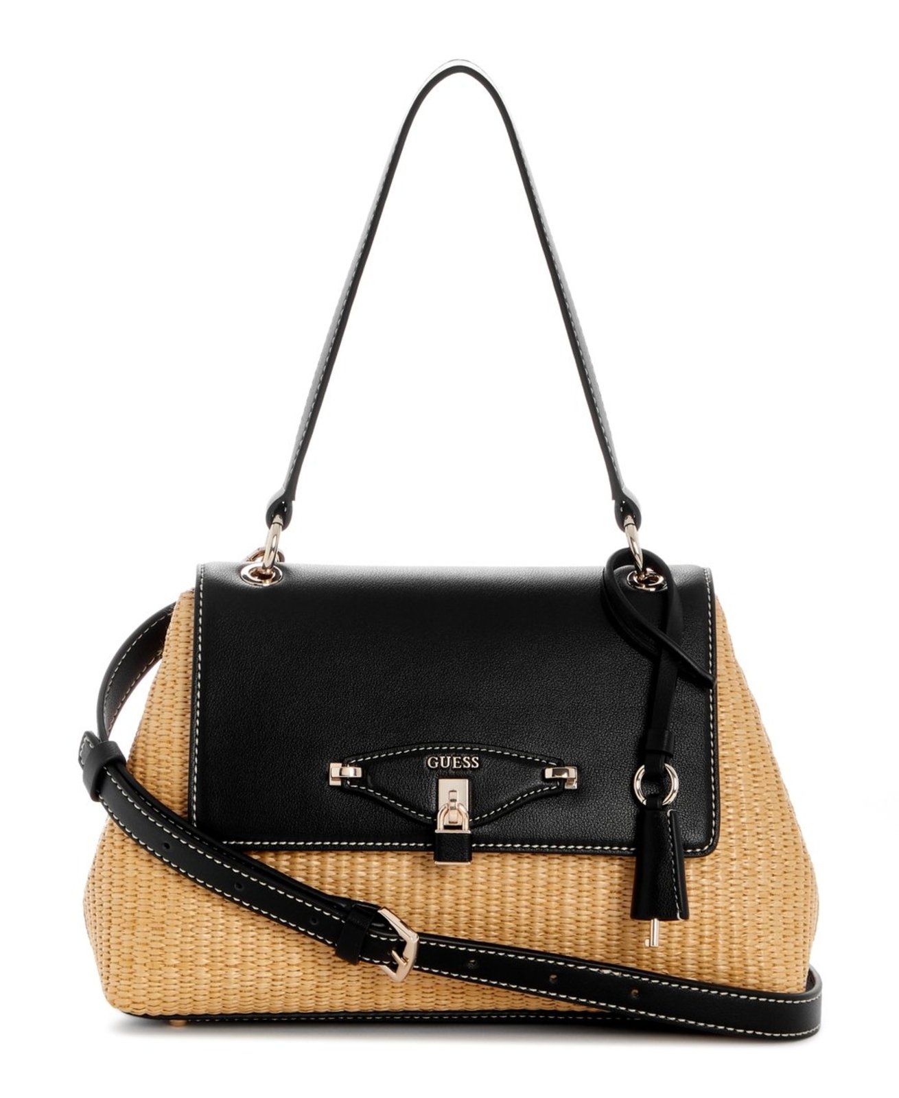 Bolsa Guess Maggie Straw Shoulder Preto