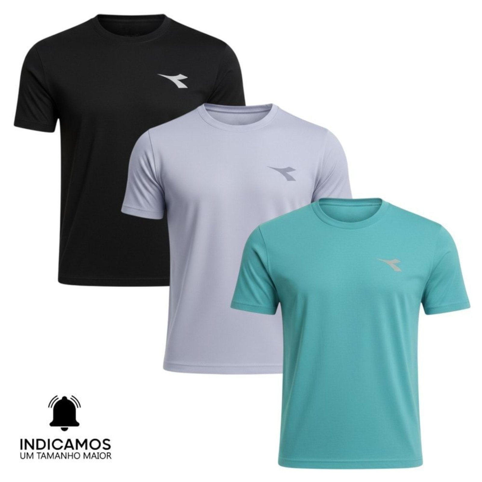 Kit 3 Camisetas Diadora Small Logo Masculina - Preto - diadora