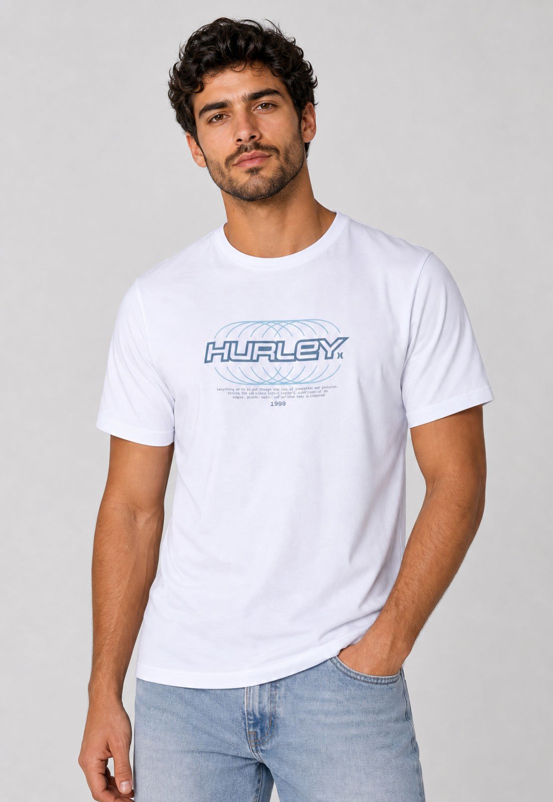 Camiseta Masculina Hurley Estampa Frontal Branca