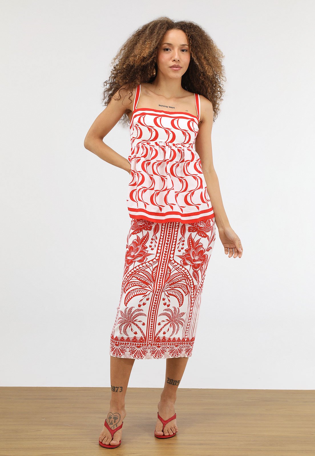 Vista 3 Blusa Feminina FARM Peixinhos branco FARM branco
