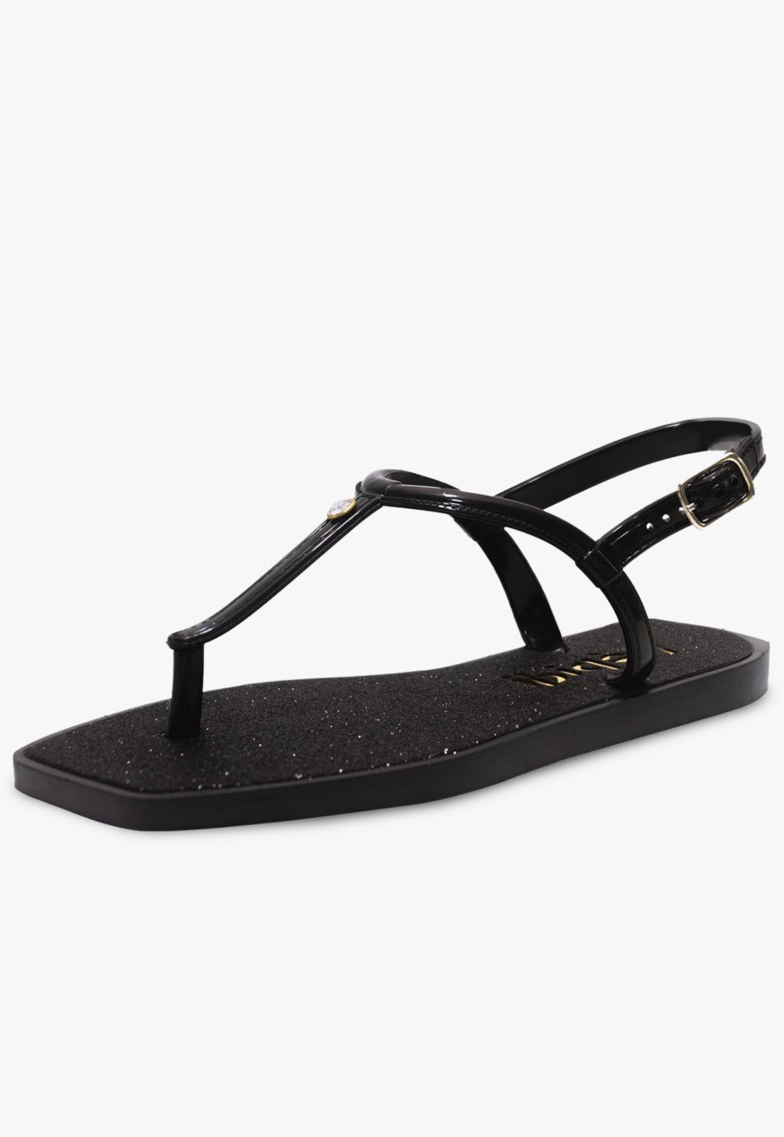 Infantil - Sandalia Casual Rasteira Feminina Pópidi Glitter Preto