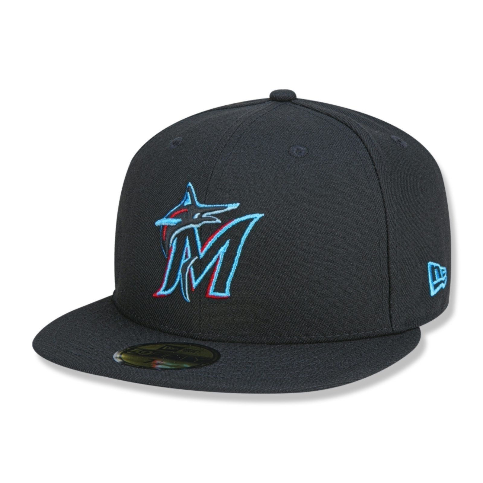 Boné New Era 59fifty Miami Marlins Aba Reta Fitted Preto