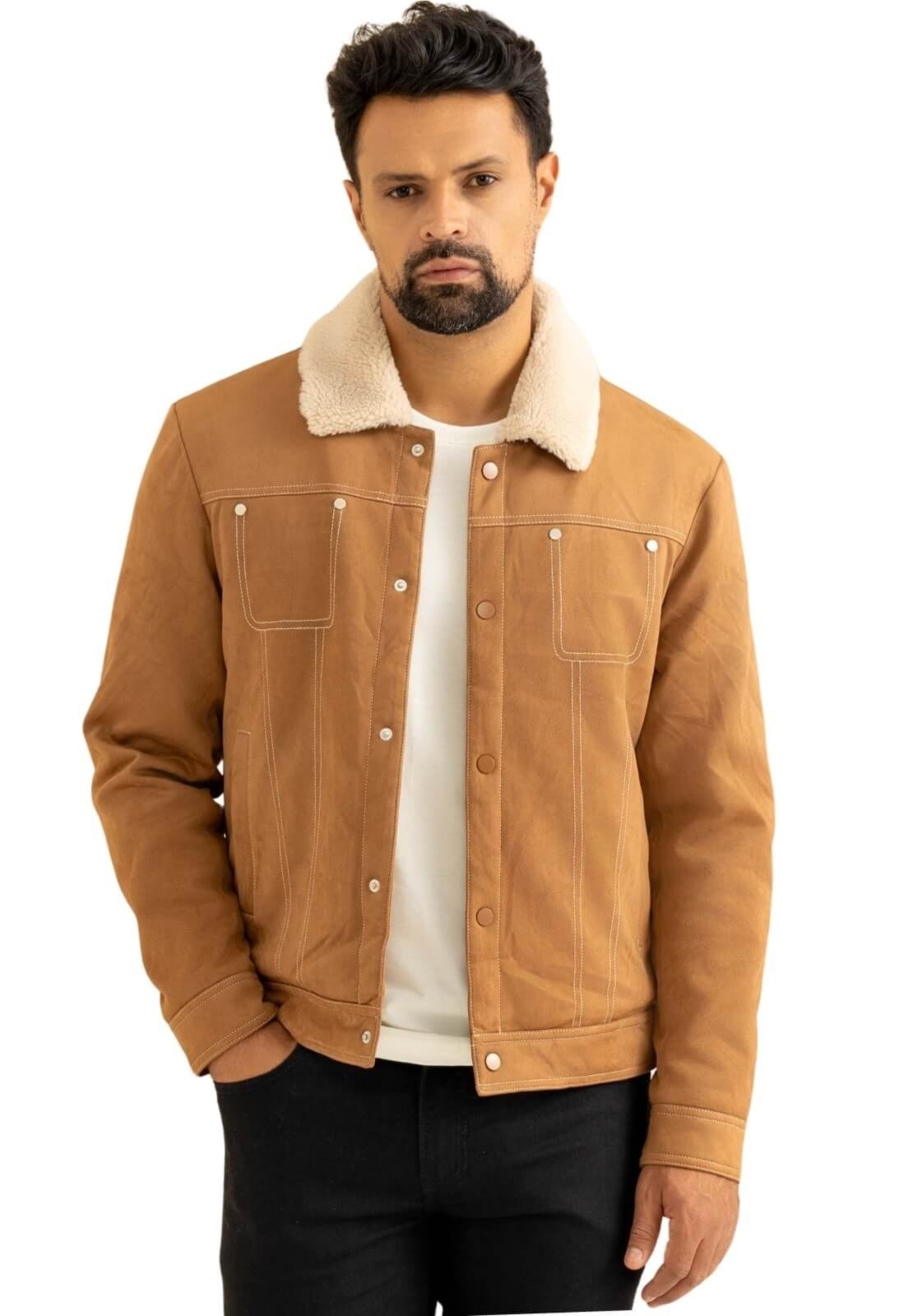 Jaqueta Suede Poliester JVL Caramelo