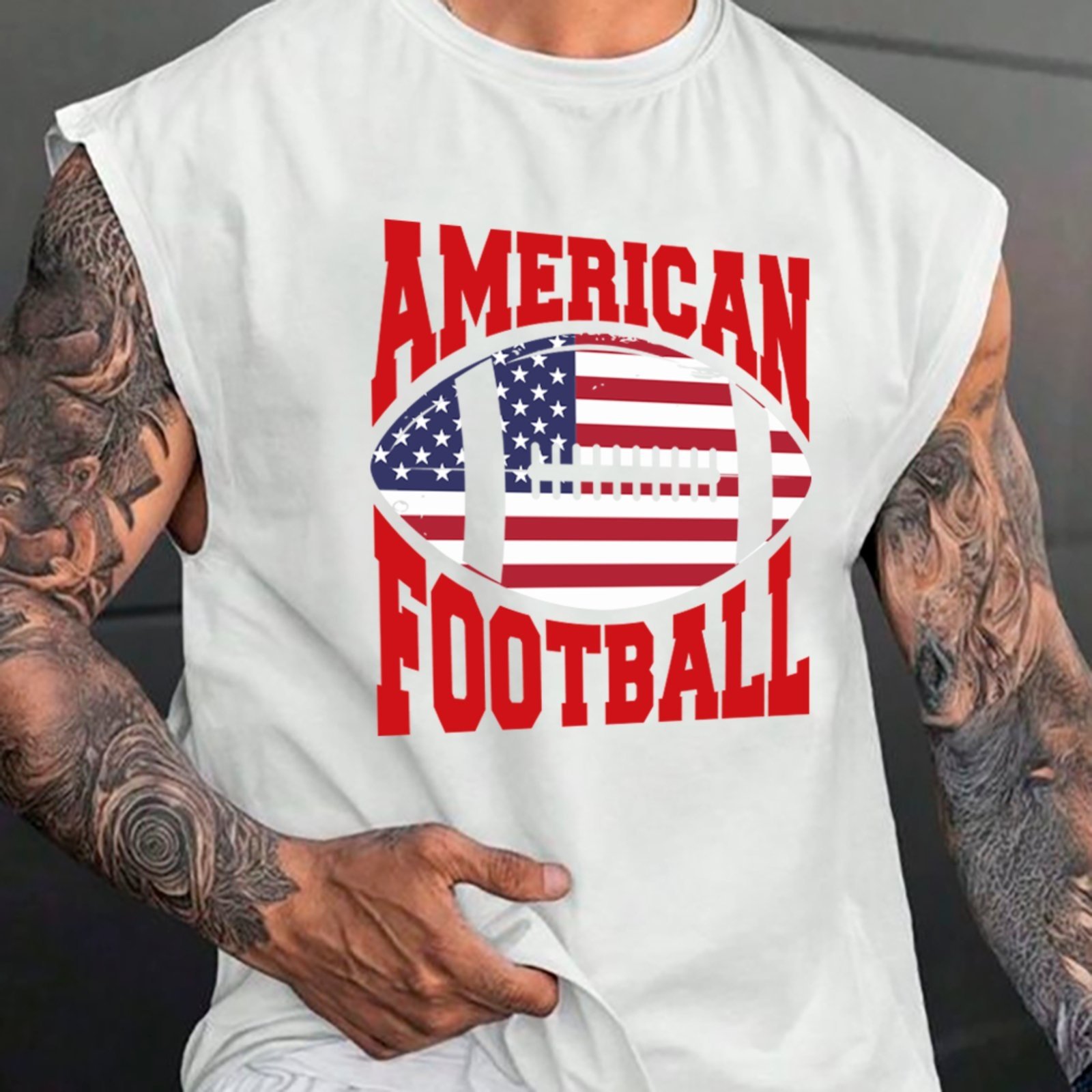 Camiseta Regata Machão Ousy Futebol Americano Vintage Oversized Masculina Branco