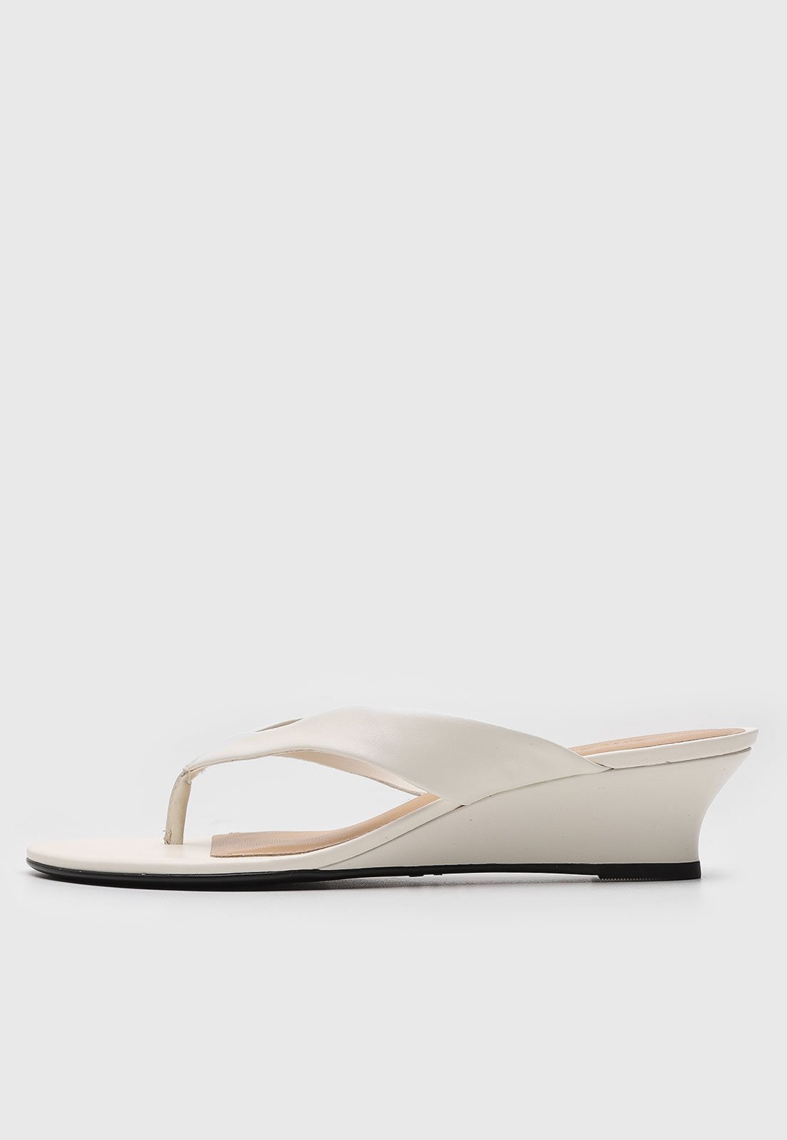 Sandália Feminina Arezzo Salto Anabela Baixo Off-White