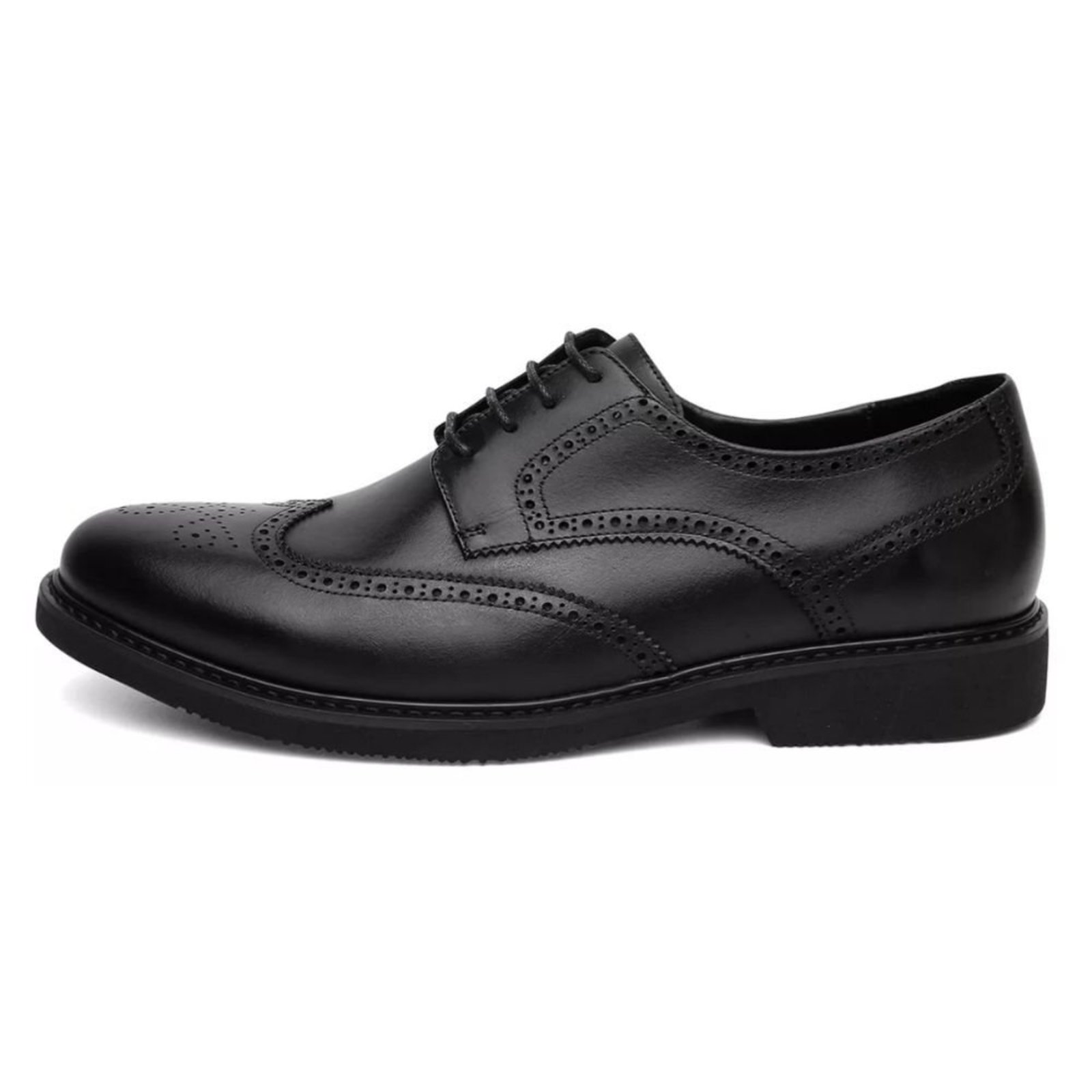 Sapato Social Masculino Tamanho Especial Derby Brogue em Couro Preto