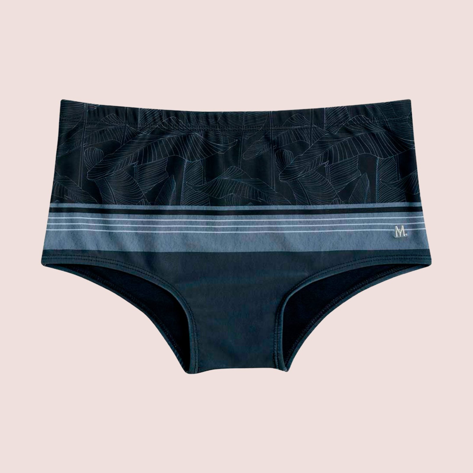 Sunga Masculina Mash Slip Estampada com Proteção UV+ Preto