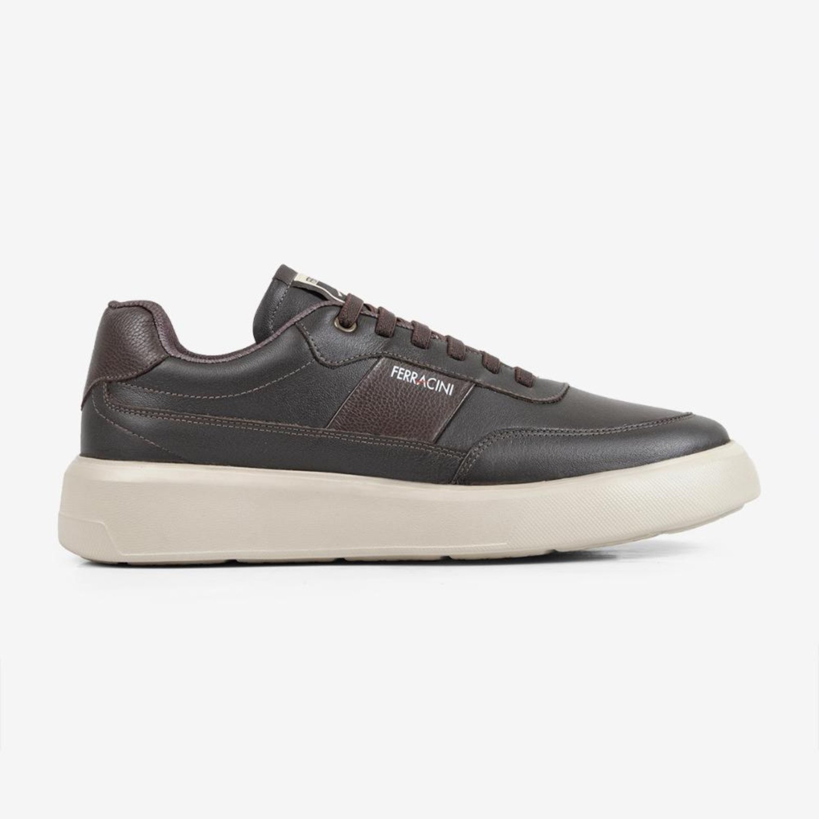 Tênis Flip Ferracini Masculino de Couro 6787-729A Marrom Solado Alto Básico