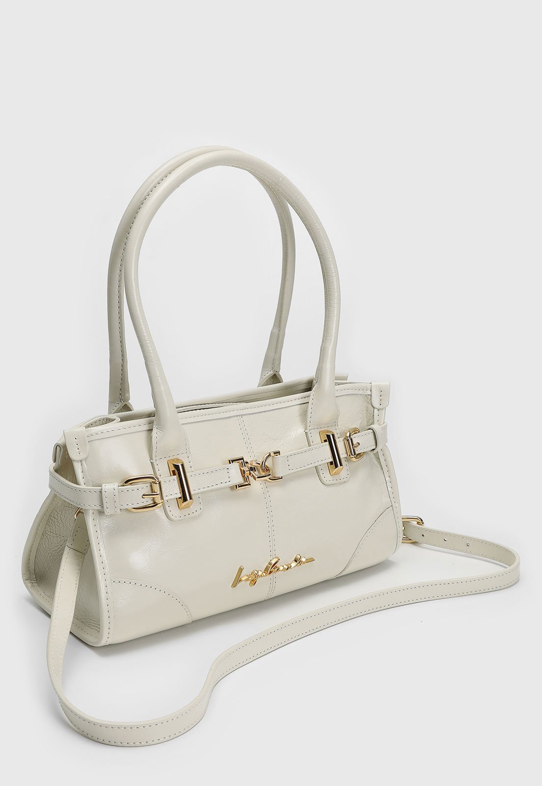 Vista 3 Bolsa Tiracolo Luiza Barcelos Tote Alça Dupla Off-White off-white white off-white white