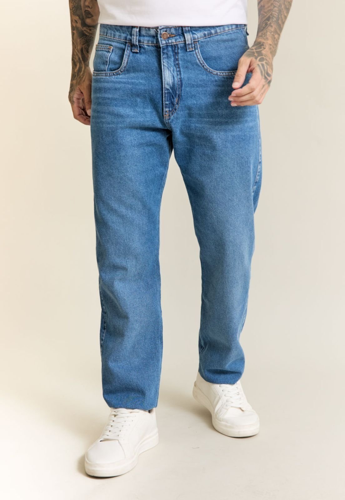 Calça Jeans Reta Masculina 100% Algodão Azul Dialogo