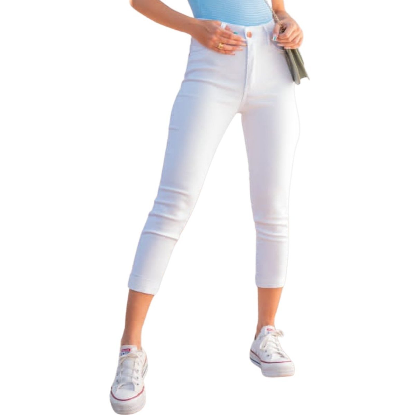 Calça Feminina Capri Branca Allepo Jeans Soraia