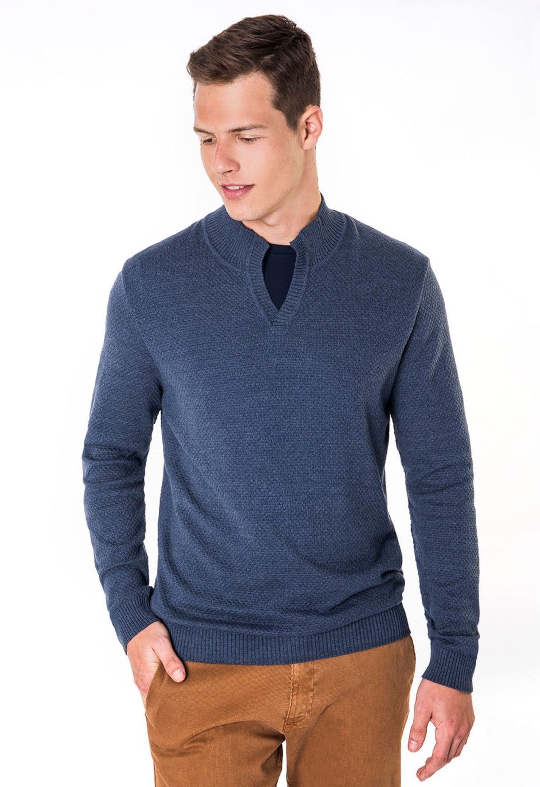 HIGHSTIL Tricot Gola Alta Slim Fit - Azul Indigo