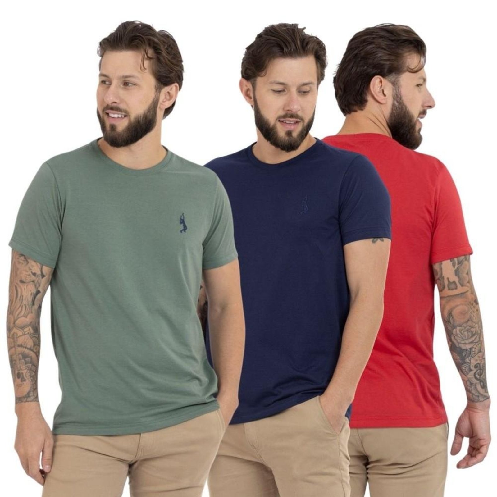 Kit 3 Camiseta Básica Casual Masculina Confortável em Malha Leve