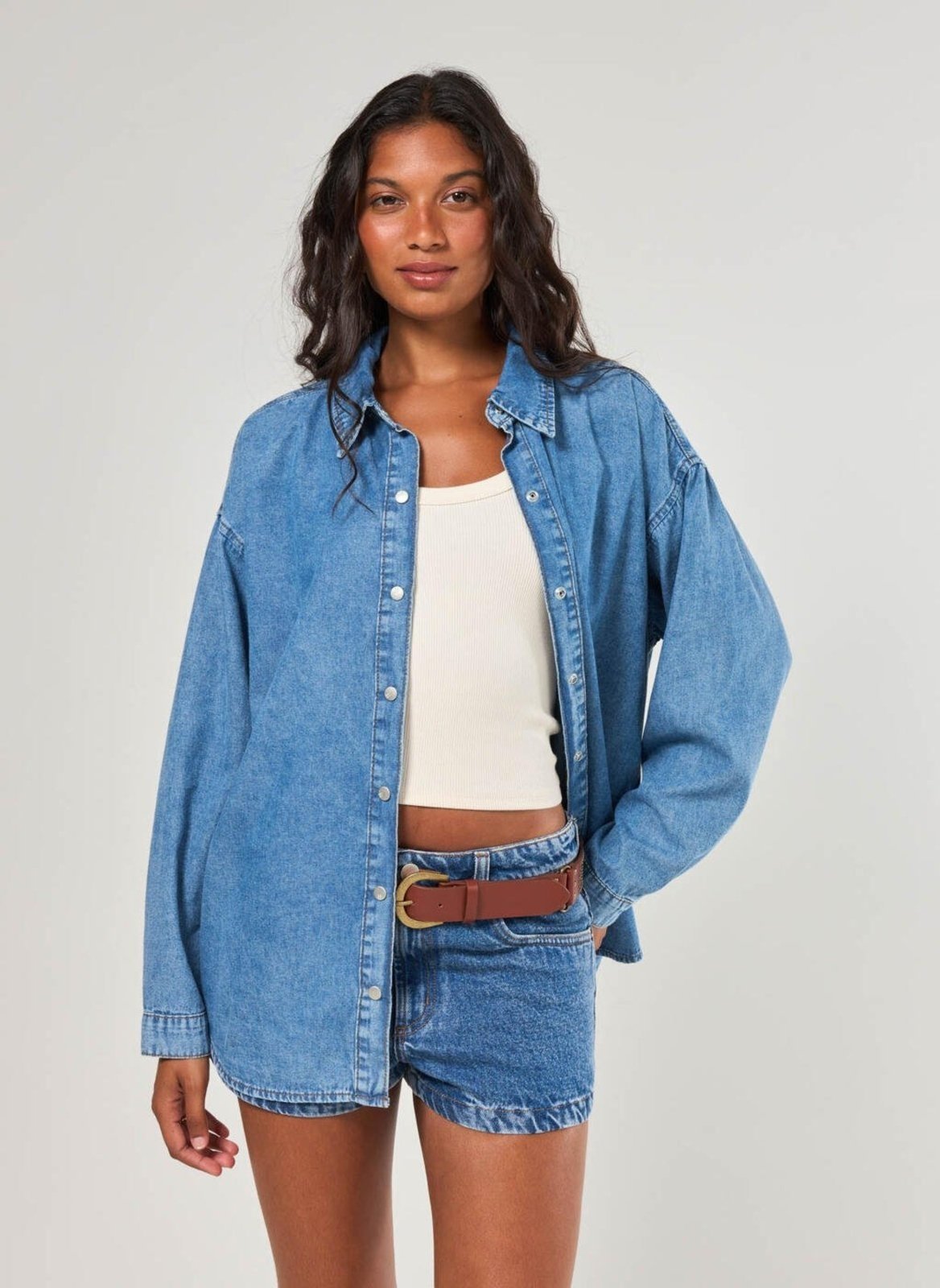 Vista 3 Camisa Oversized Jeans édio Youcom azul Youcom azul