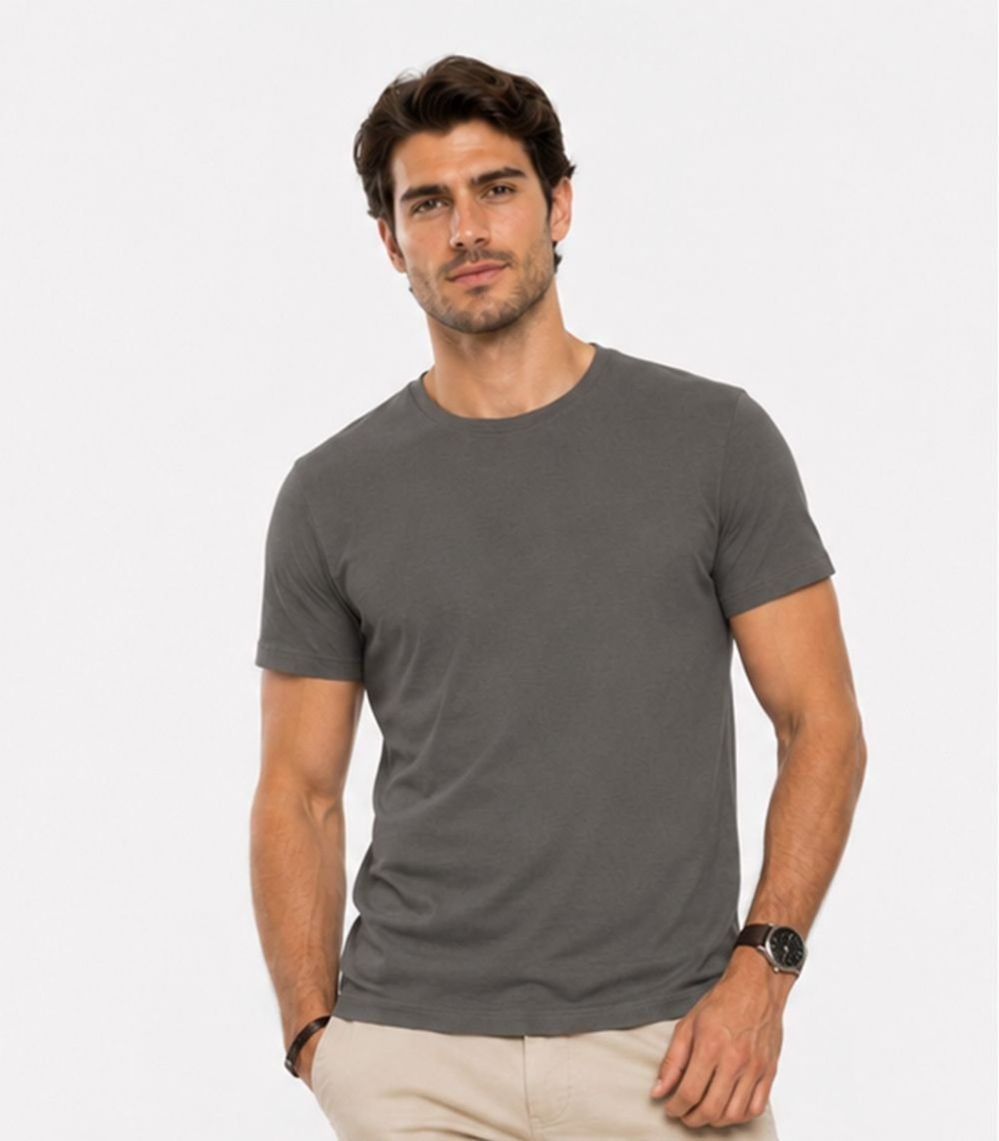 Camiseta Meia Malha Básica Masculina KO Cinza